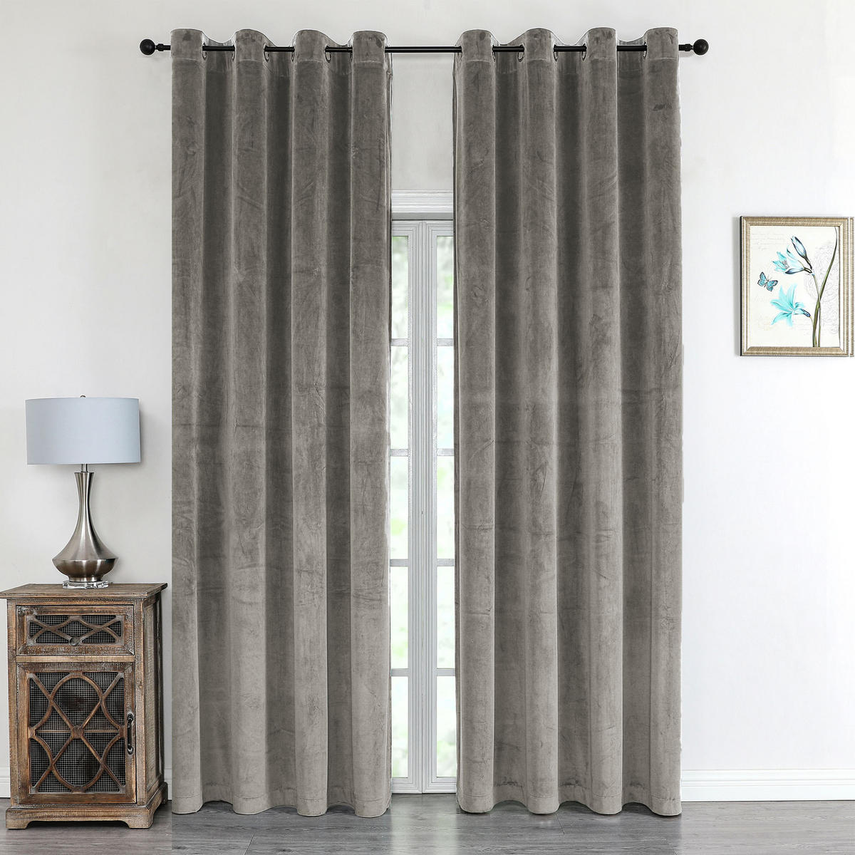 VORHANG Ösen Samt 300/245 cm Taupe - Taupe, Textil (300/245/245cm) - TiborTex