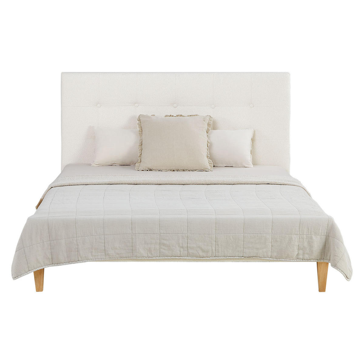 POLSTERBETT Bouclé mit Matratze 140/200 cm in Beige - Beige, Textil (140/200cm) - Homestyle4u