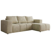 ROHOVÁ SEDAČKA MONIVA L - Béžová Samet - Pravá Strana - černá/béžová, textil/plast (266/164cm) - MKS