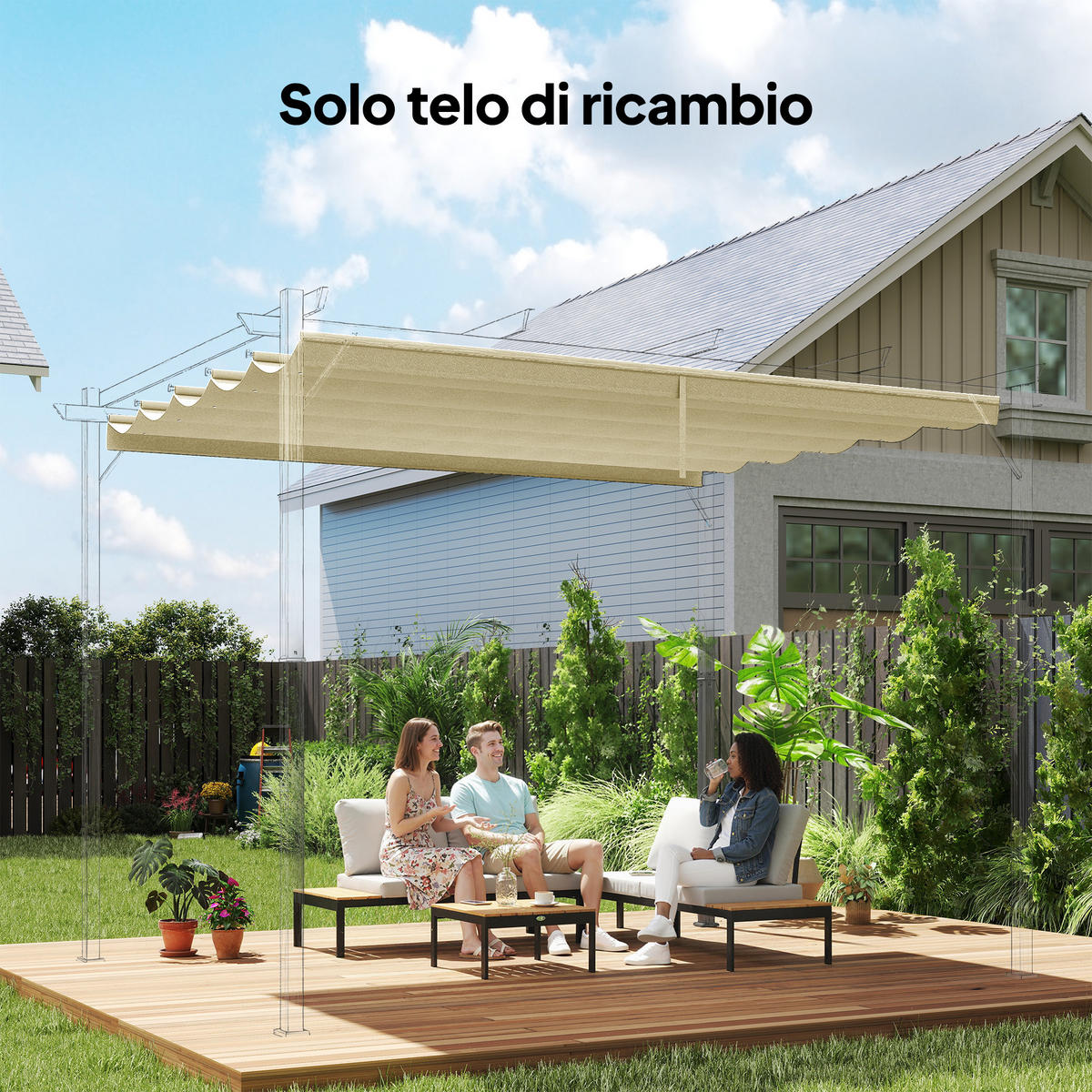 ERSATZDACH, für 3x4 m Pavillon/Pergola aus Polyester, creme - Multicolor, Kunststoff (350/6/260cm) - FORIOUS