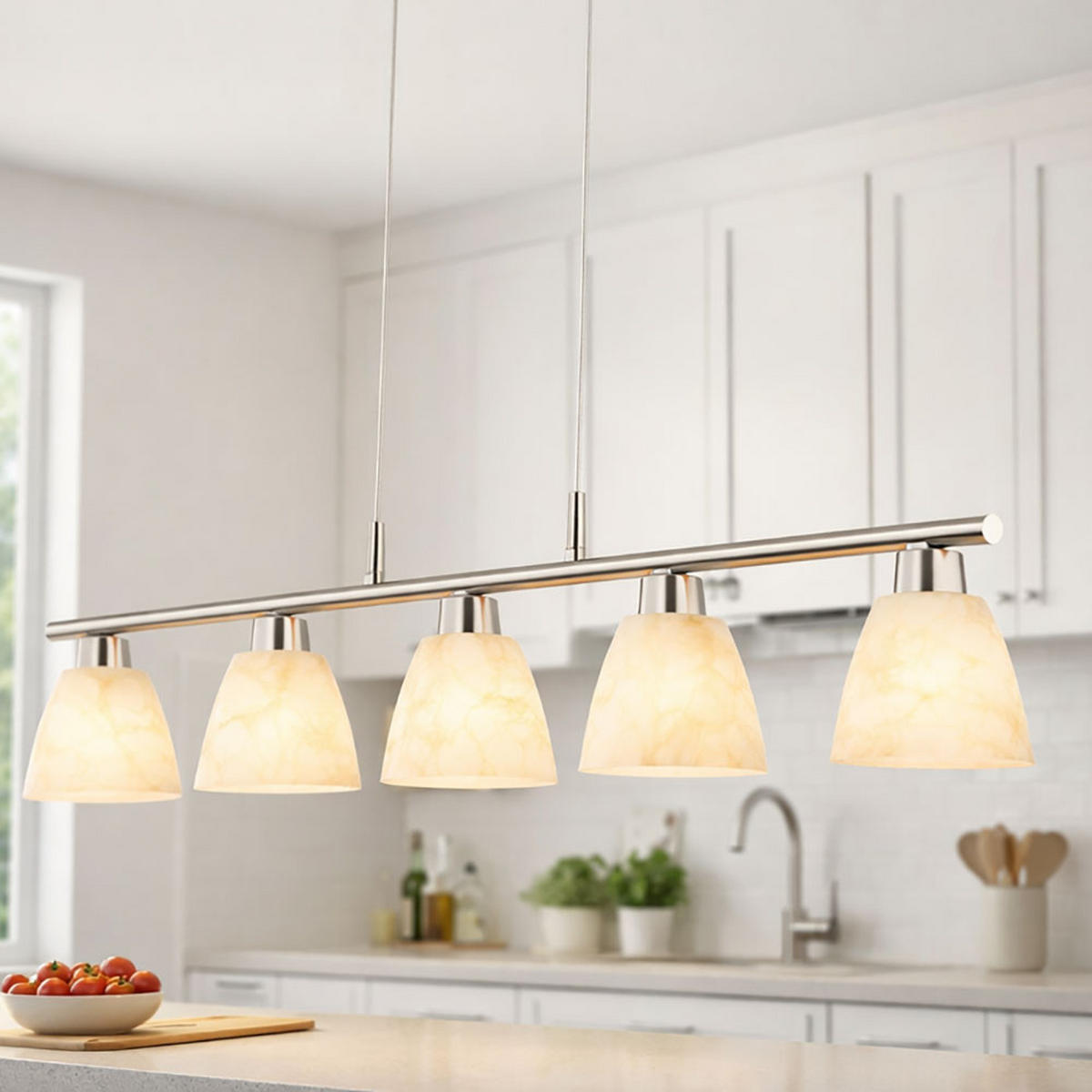 HÄNGELEUCHTE Metall Glas Silber - Silberfarben, Glas (93/13/120cm) - Globo Lighting