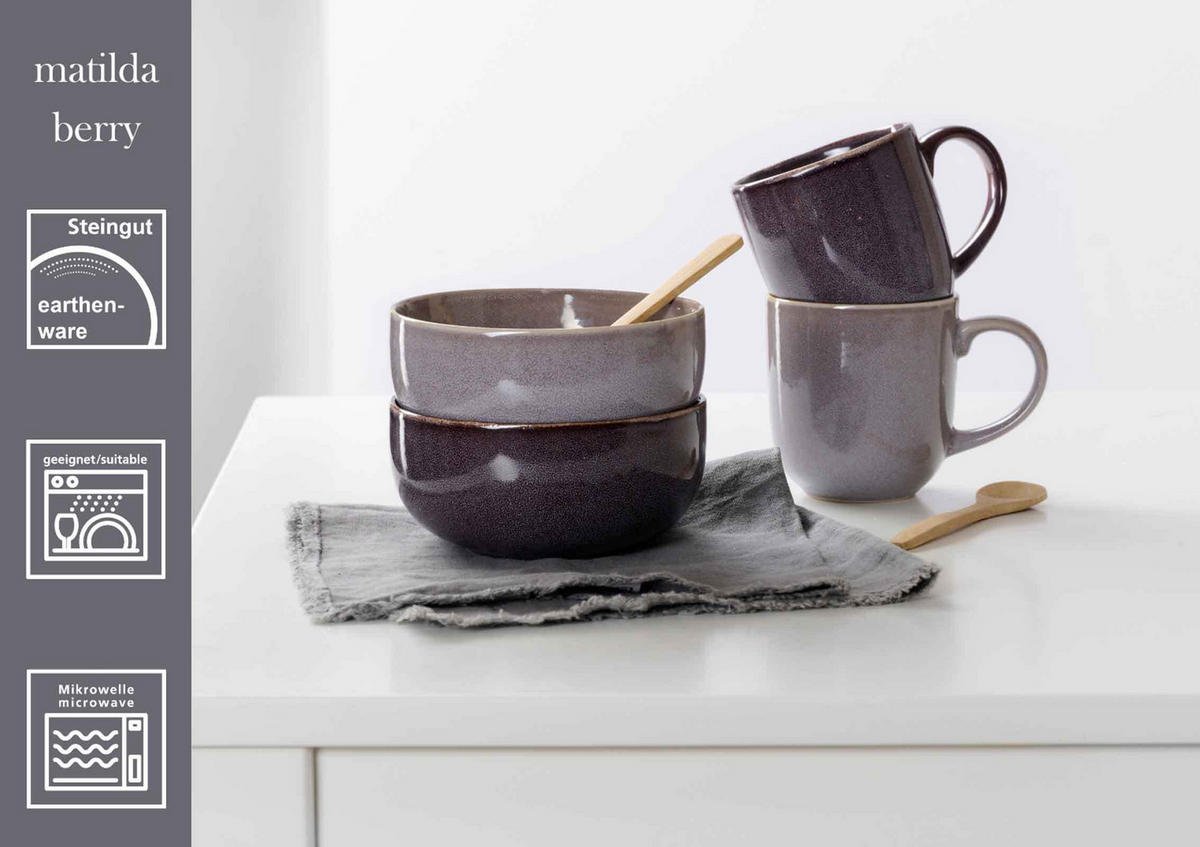 MÜSLISCHALEN Matilda beere ø 14,5 cm 4er Set - Beere, Keramik (14.5cm) - Ritzenhoff Breker