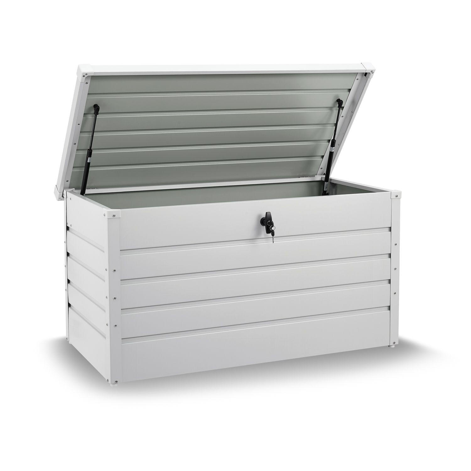 Juskys Metall-Aufbewahrungsbox Limani 380 Liter – Wasserdichte Und Abschließbare Gartenbox Für Auflagen, Werkzeug & Spielzeug – Anthrazit