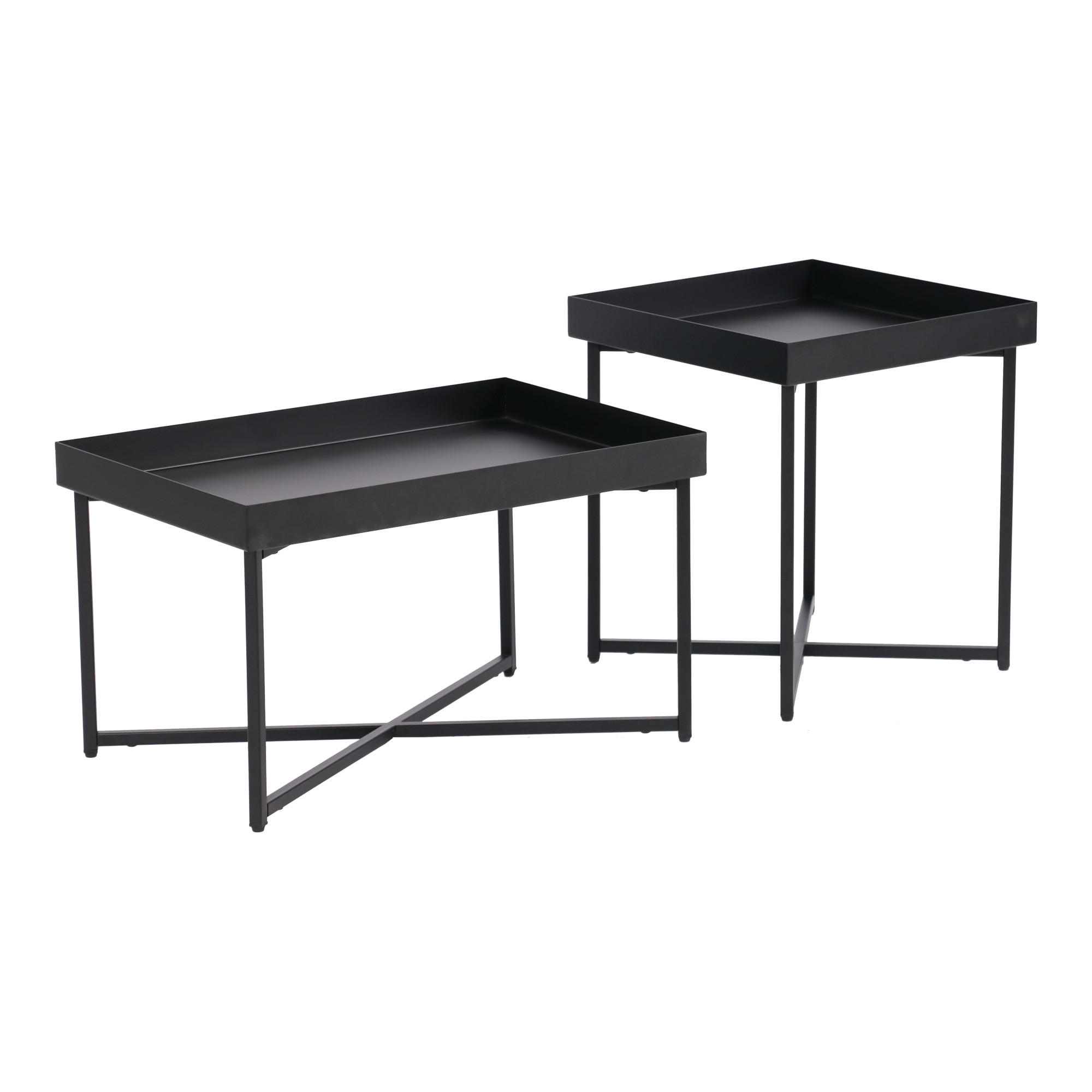 COUCHTISCH Heinola SET 2-teilig 40/40/44 - Schwarz, Metall (40/40/44cm) - [en.casa]