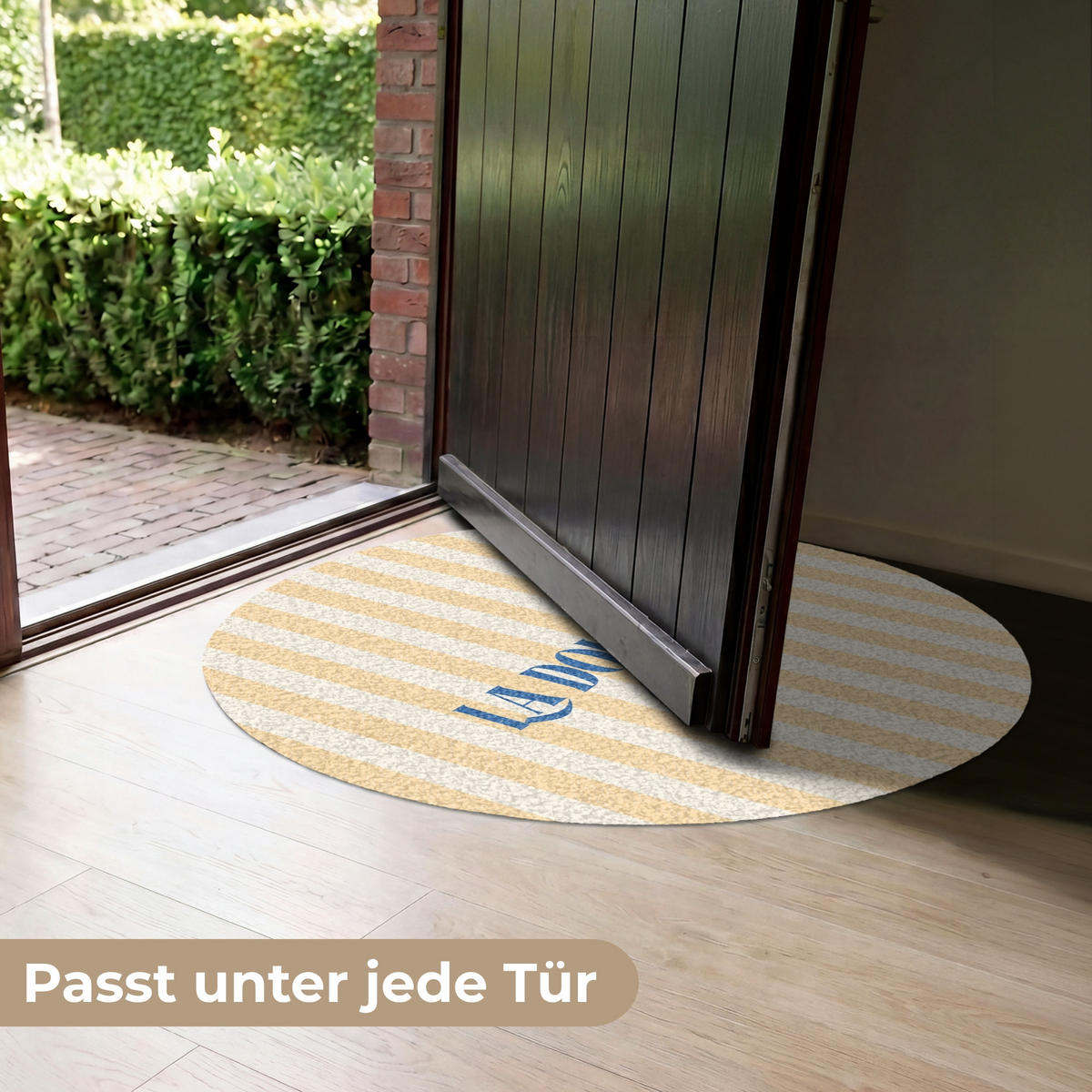 FUSSMATTE Blau – Gelb – Streifen – La Dolce Vita 90x90 cm - Hellgelb, Kunststoff (90/0.4cm) - MuchoWow