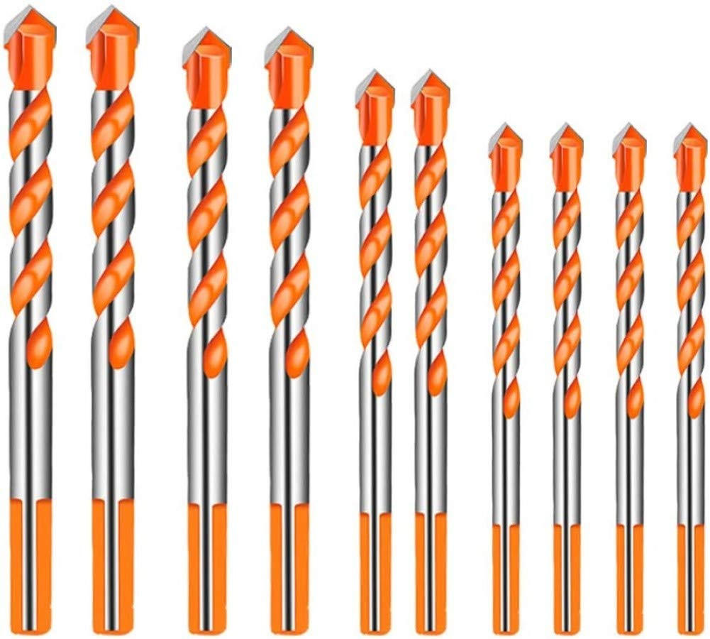 BOHRER - 10 Stück, geeignet für Keramik, Metalle und Stahl (6/8/10/12 mm) - Orange, Metall (12/1.2/1cm) - DCA
