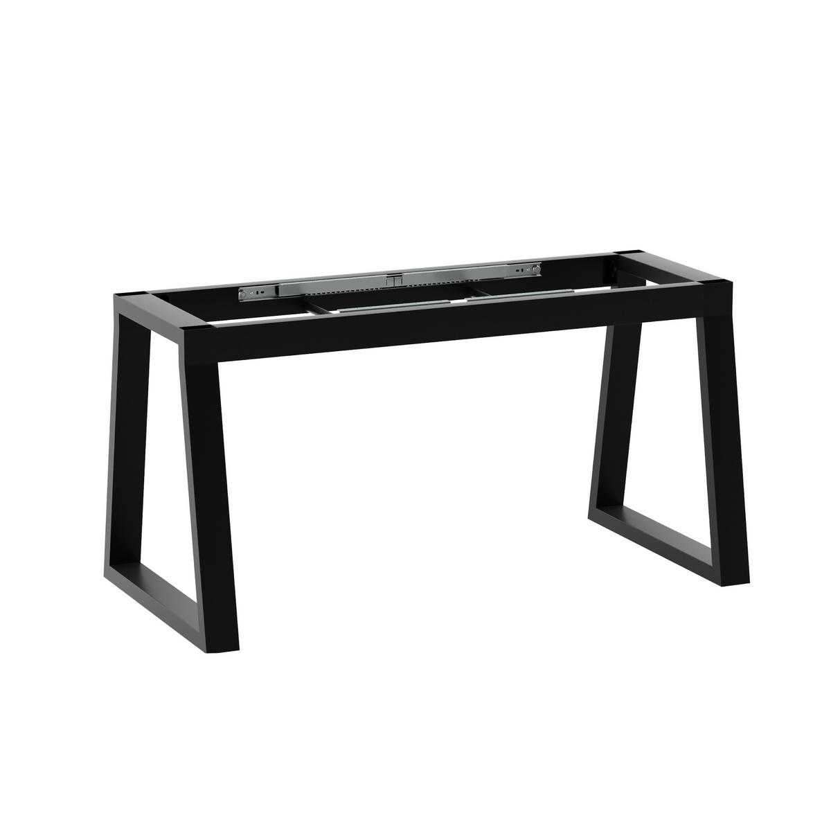 TISCHBEINE Nemesis Split Metall Schwarz 72cm Ausziehbarer - Schwarz, Metall (70/72/140cm) - Metalo Pro