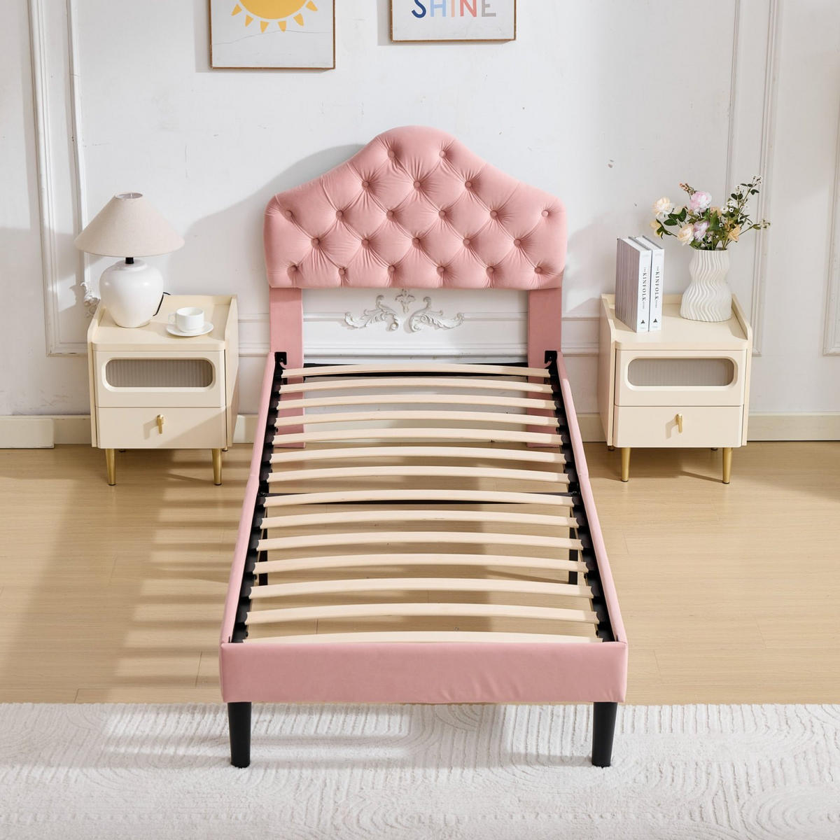 ČALÚNENÁ posteľ 90/200 cm ružová s nastaviteľným čelom - pink, drevo (90/200cm) - SHOPENTRA