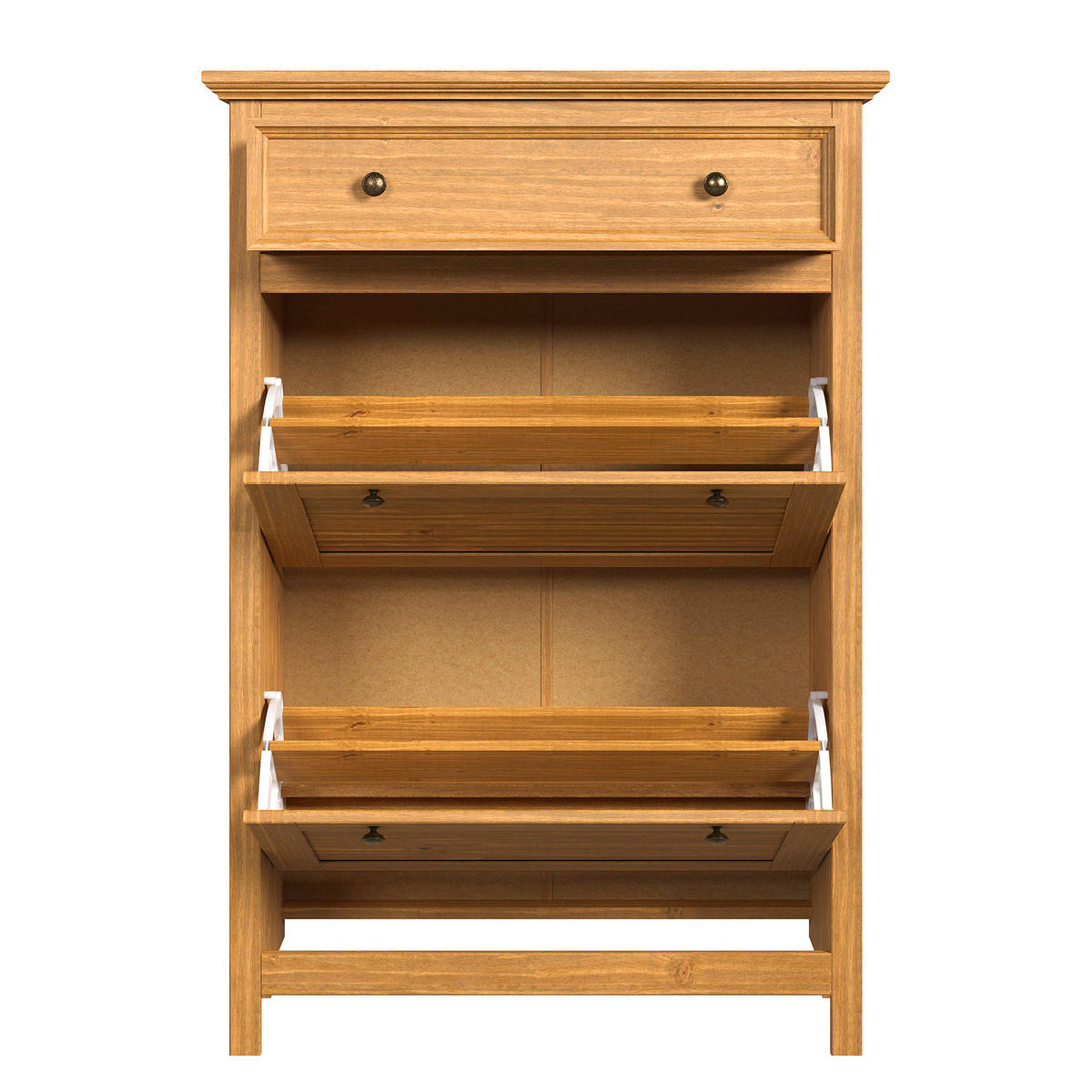 MASSIVER SCHUHKIPPER - Kiefer massiv - Kieferfarben, Holz/Metall (88/126/35cm) - home24