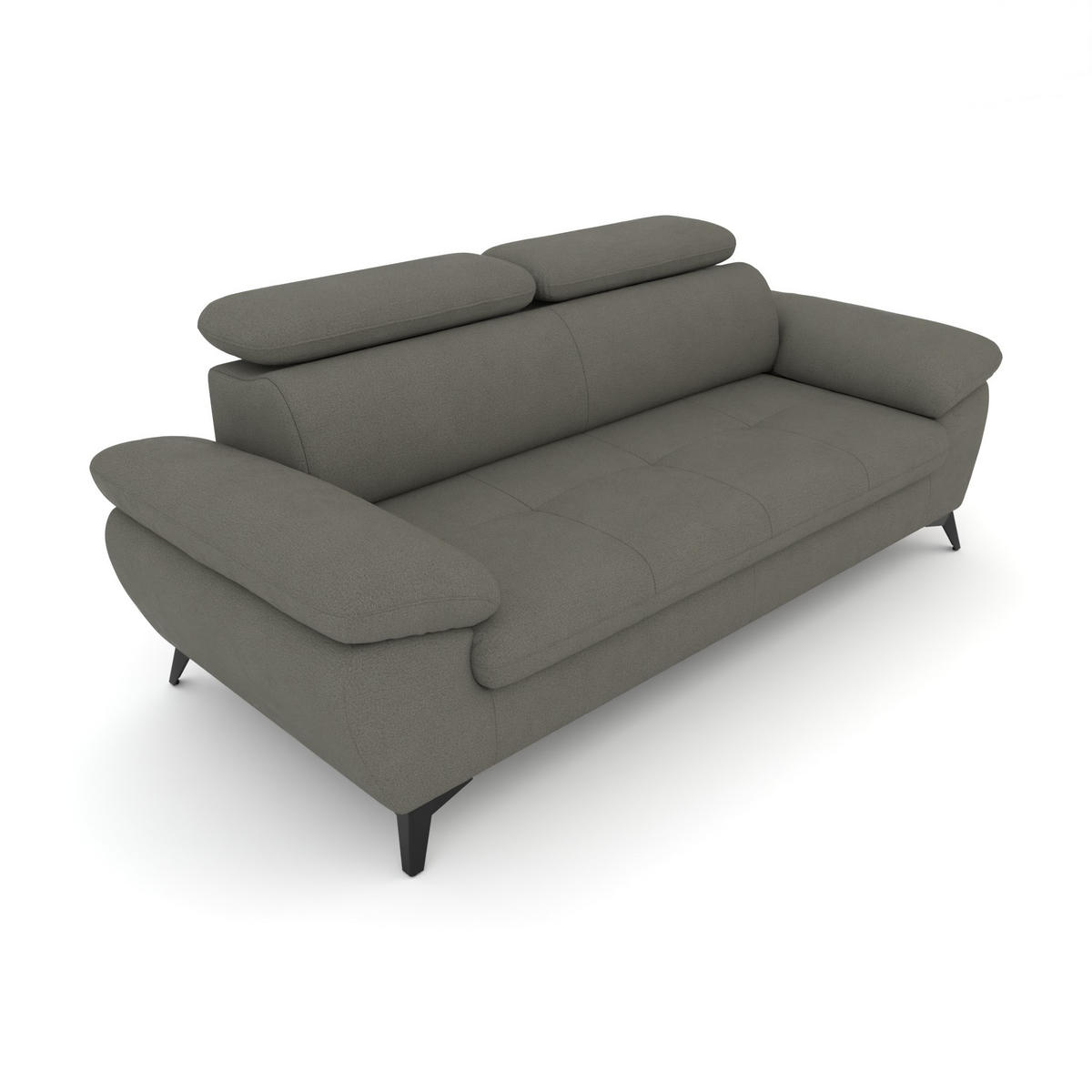 3-SITZER Karlstad Flachgewebe Grün verstell. Kopfstützen B 215 cm - Graubraun, Kunststoff/Textil (215/84/100cm) - foamnova