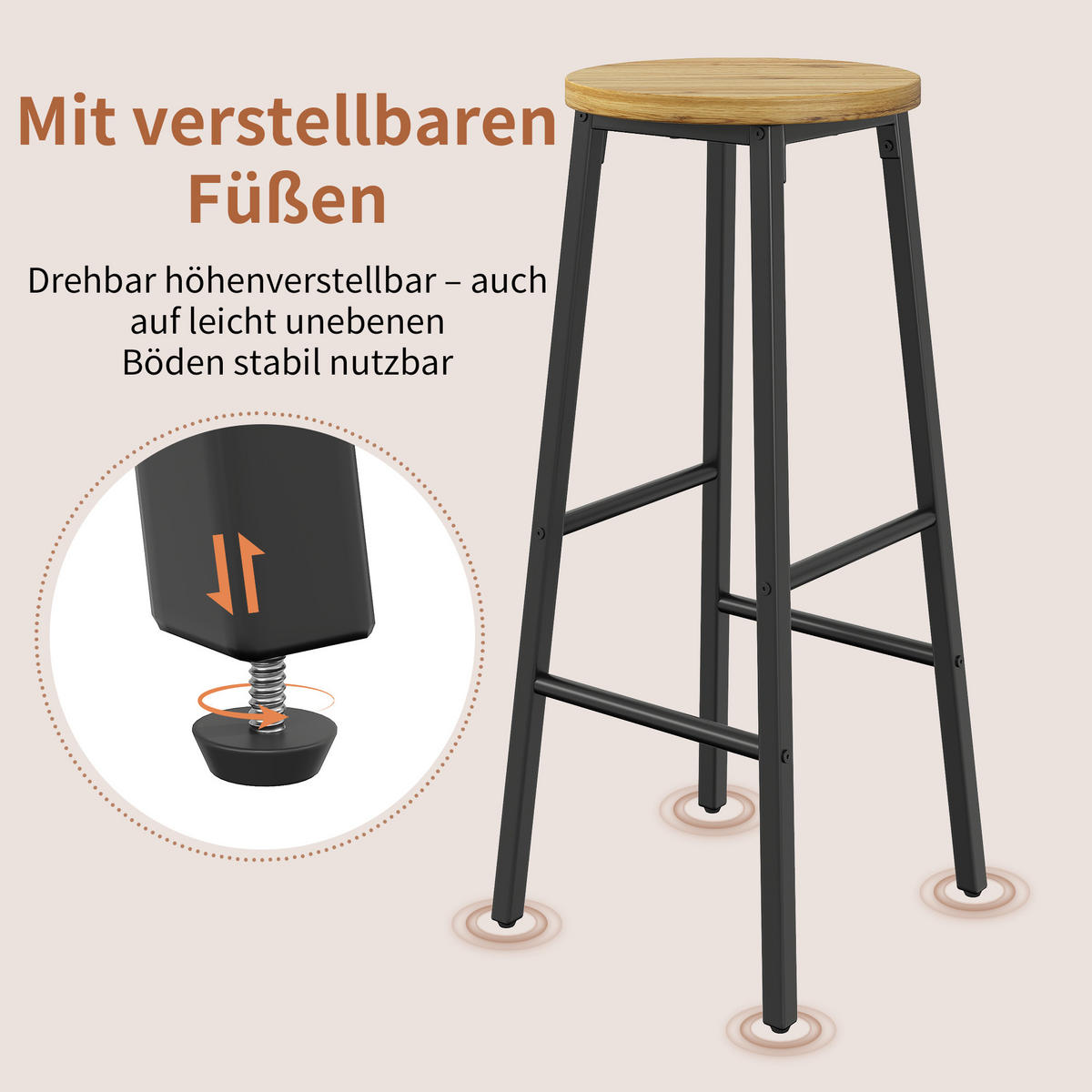 KÜCHENINSEL Stauraum Barhocker Schwarz Holzoptik - Multicolor, Metall (138/105/39cm) - FLIEKS
