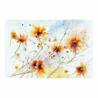 FOTOTAPETE Painted Flowers 288/190 cm - Orange, Papier (288/190cm) - Bilderwelten