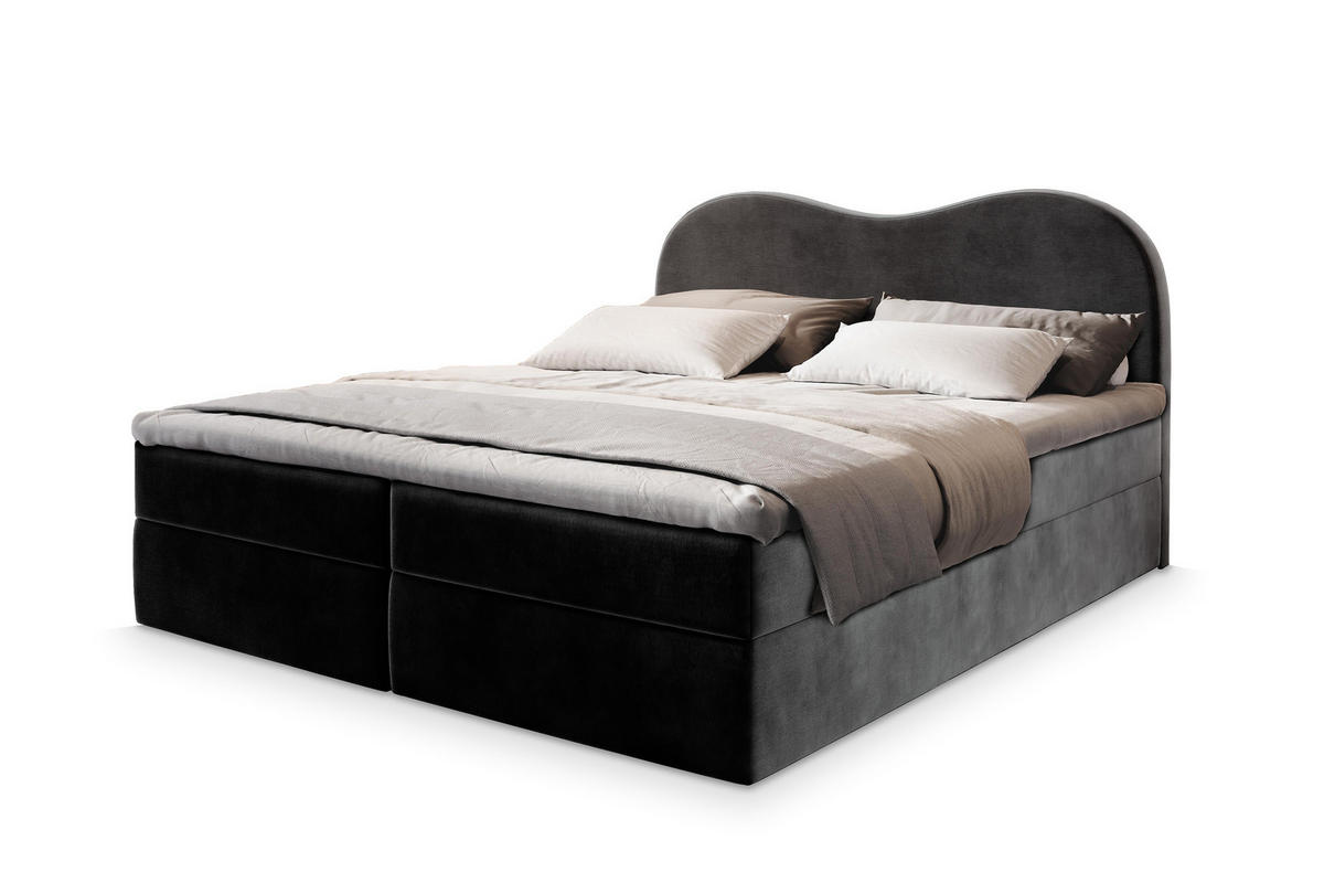 POSTEL BOXSPRING FLUVIA 160x200 cm, s matrací a úložným prostorem, černá - černá, kompozitní dřevo/textil (160/200cm) - MASSENO