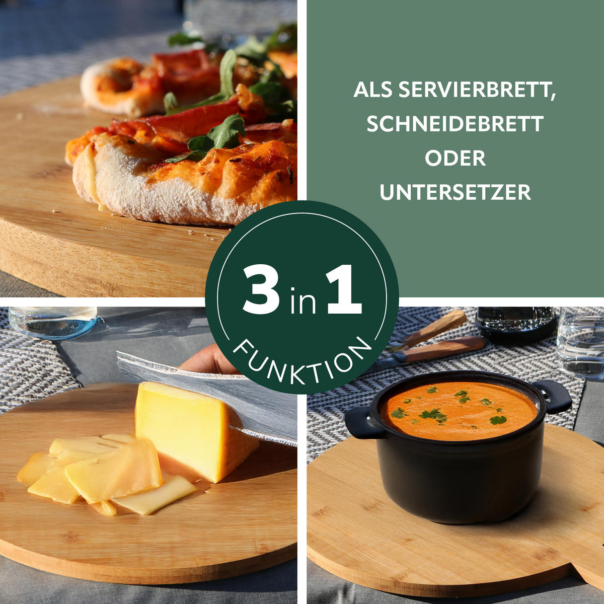 SERVIERBRETT, Bambus - Braun, Holz (33/45/1.5cm) - bremermann