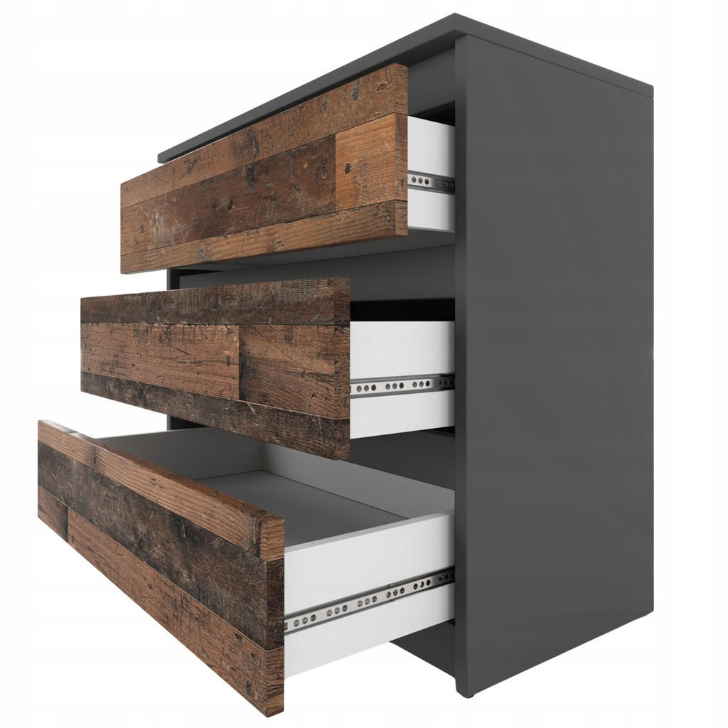 KOMMODE mit Schubladen – Grau Vintage - Dunkelbraun/Braun, Holz (80/71.5/33.5cm) - Stiv Meble