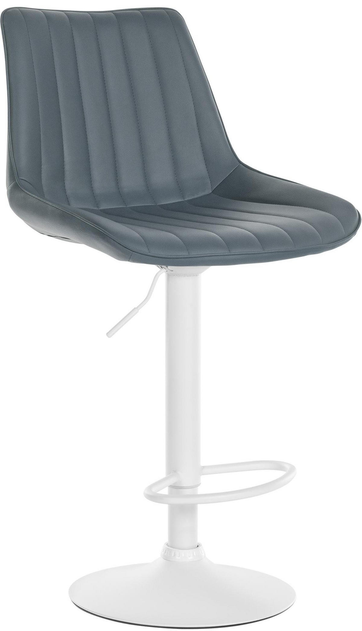 BARHOCKER RIO Grau Kunstleder Weiß - Grau, Leder/Metall (49.5/91/50cm) - DELUKE