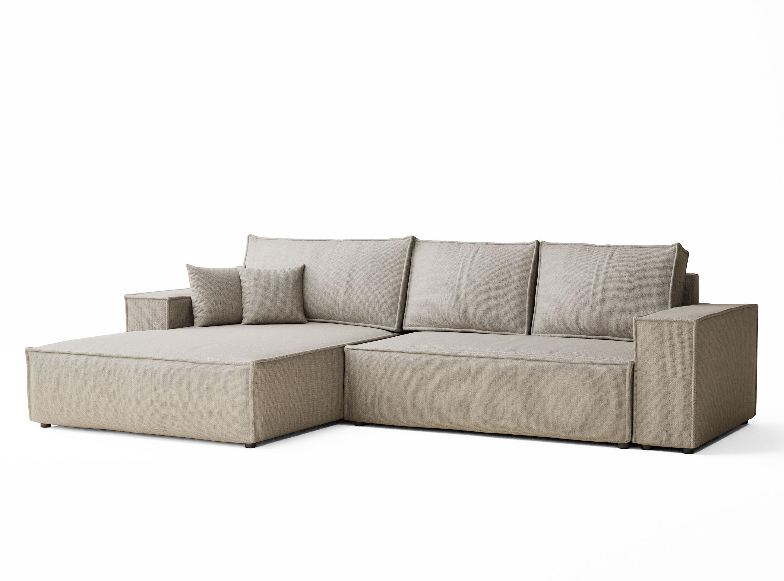 ECKSOFA MIT SCHLAFFUNKTION Maze Beige Webstoff - Beige/Schwarz, Holz/Holzwerkstoff (294/185cm) - Maison de Reve