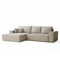ECKSOFA MIT SCHLAFFUNKTION Maze Beige Webstoff - Beige/Schwarz, Holz/Holzwerkstoff (294/185cm) - Maison de Reve
