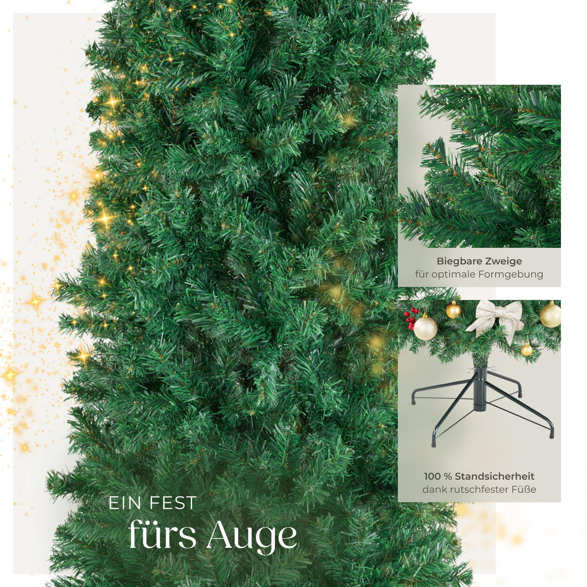 WEIHNACHTSBAUM Comet,pulverbeschichteter Metallständer mit Kunststoffkappen,grün - Grün, Kunststoff (210cm) - tectake