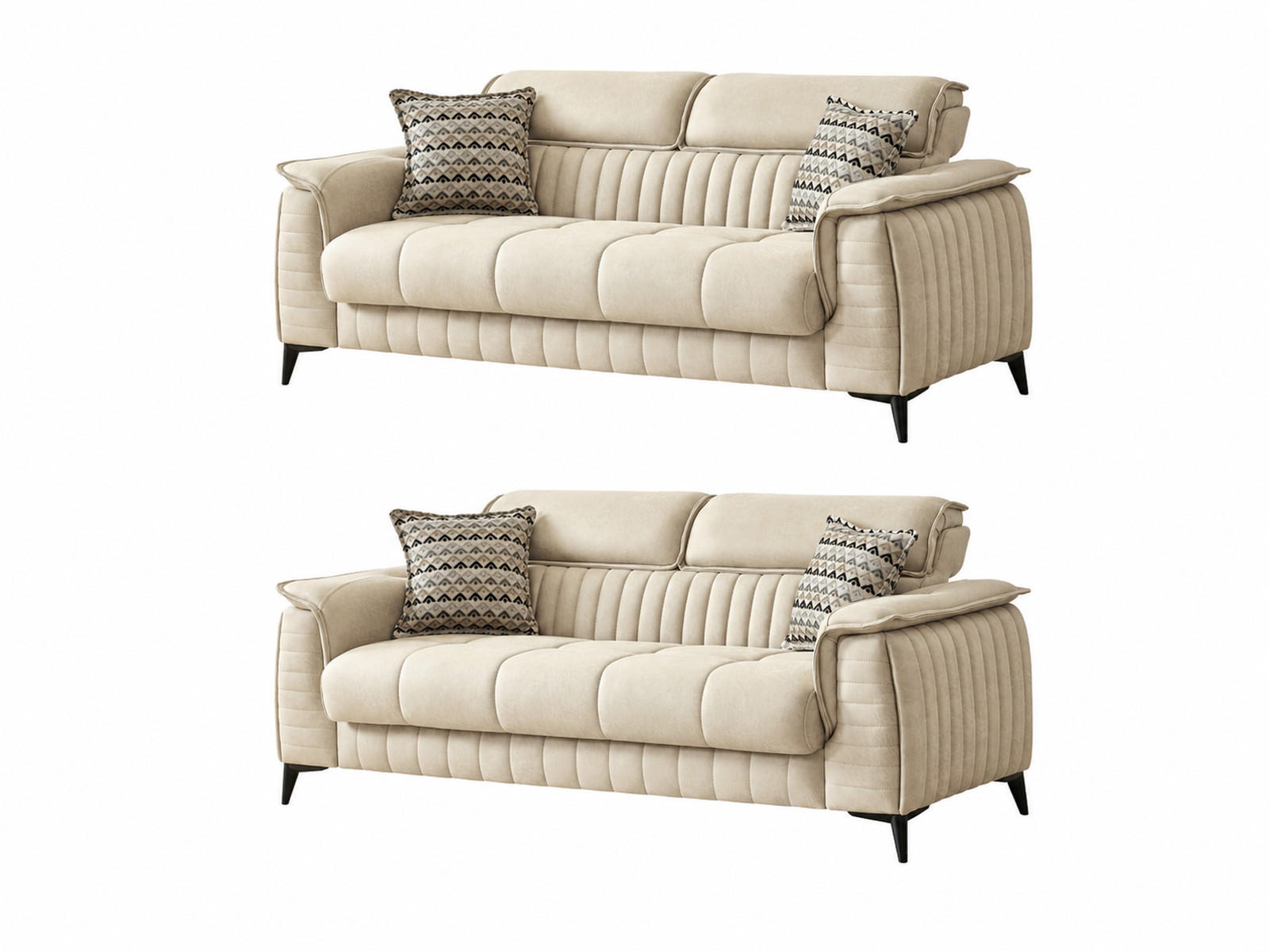 SITZGARNITUR Regina, Beige Stellvariante 2+2 - Beige, Holzwerkstoff/Kunststoff (178/85/95cm)