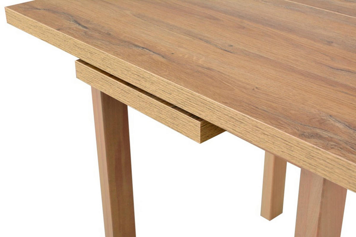 ESSTISCH Max 7, 80-110/80 cm, grandson - Birkefarben, Holz (80/80/76cm) - Leaf Design