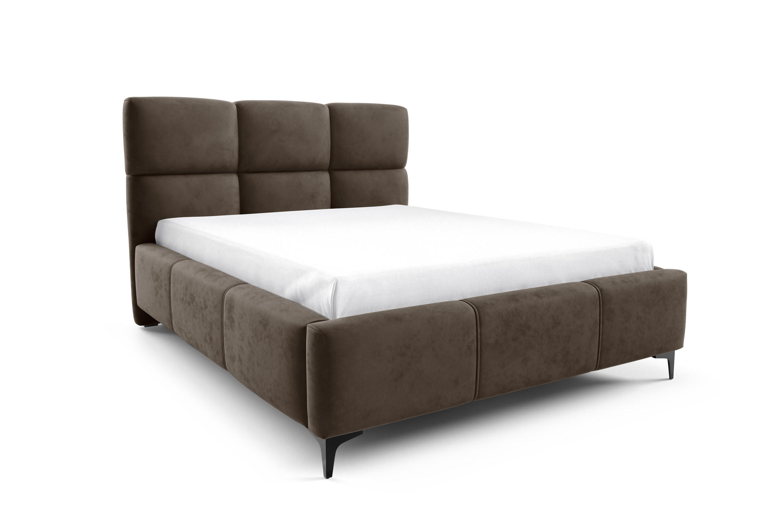 POLSTERBETT SENTO, 180x200 cm, Doppelbett mit Bettkasten, Velourstoff, Frabe: Braun - Braun, Holz/Textil (180/200cm)