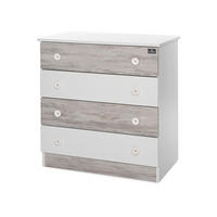 KOMMODE Dresser weiß grau 81 x 50 cm, 4 große Schubladen, Melamin-Spanplatte, Kinderzimmer - Grau, Holzwerkstoff (50/86/81cm) - Lorelli
