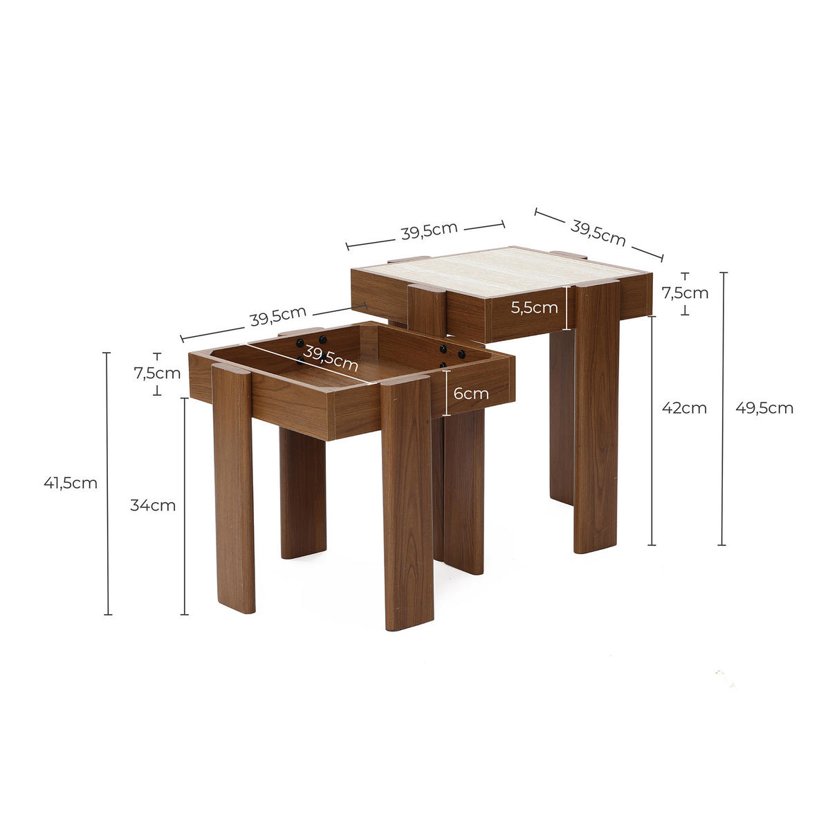 BEISTELLTISCH Modern & zerlegbar, Braun, MDF | B45 x T45 x H50 cm - Braun, Holz (40/50/40cm) - Hometopia