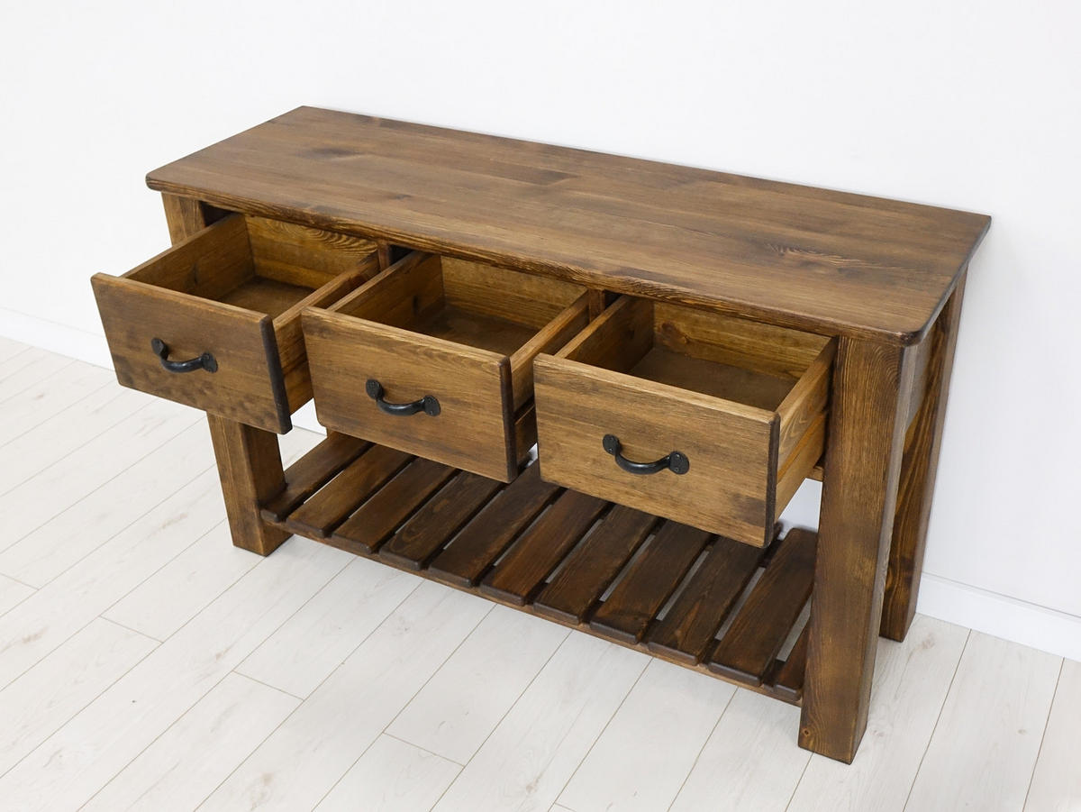 KONSOLENTISCH aus Massivholz Rustyk - Dunkelbraun/Schwarz, Holz (42/78/130cm) - Seart