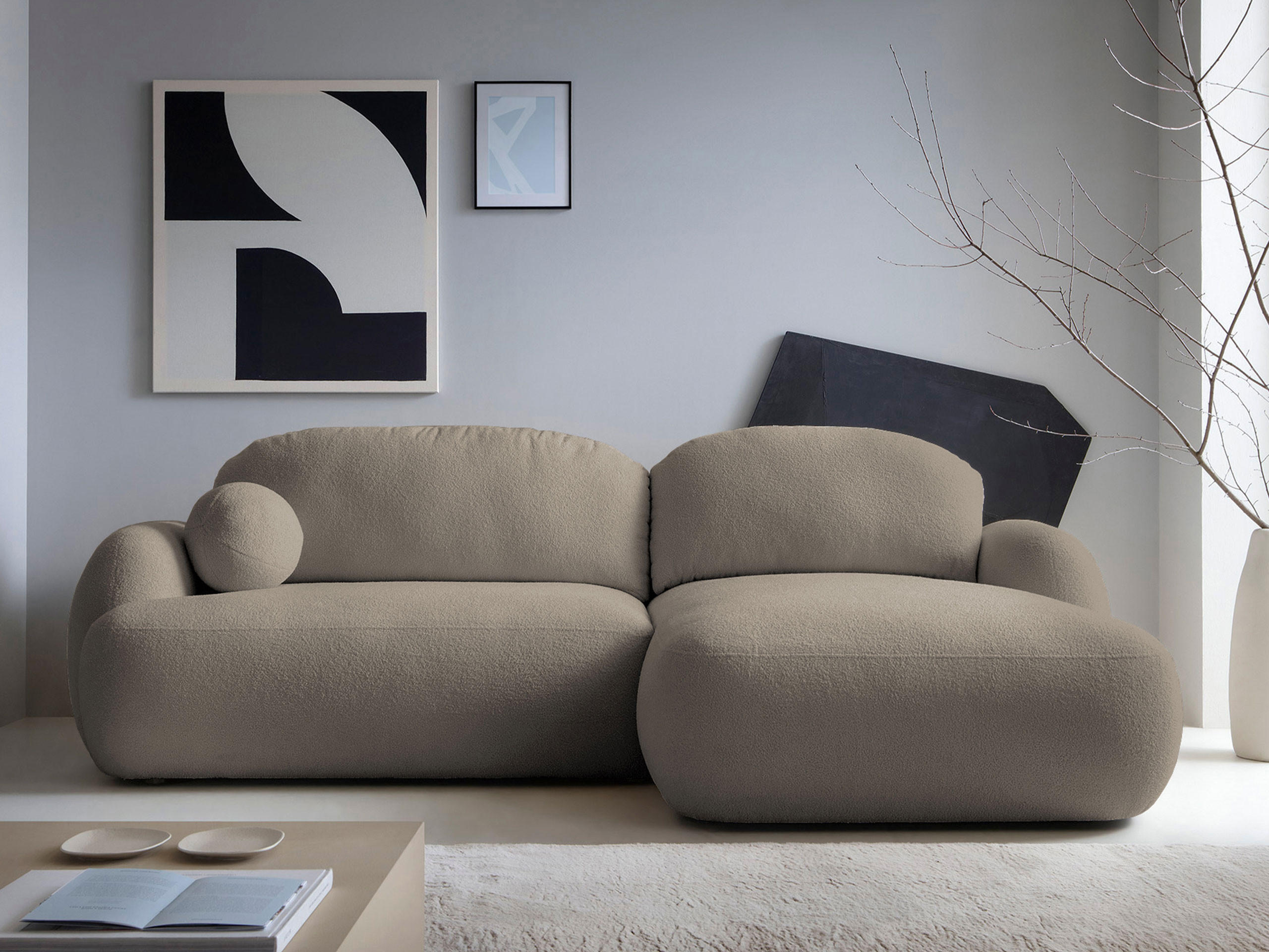 ECKSOFA Mayo, Seite: Rechts - Hellbraun/Schwarz, Holz/Kunststoff (275/175cm) - MIRJAN24