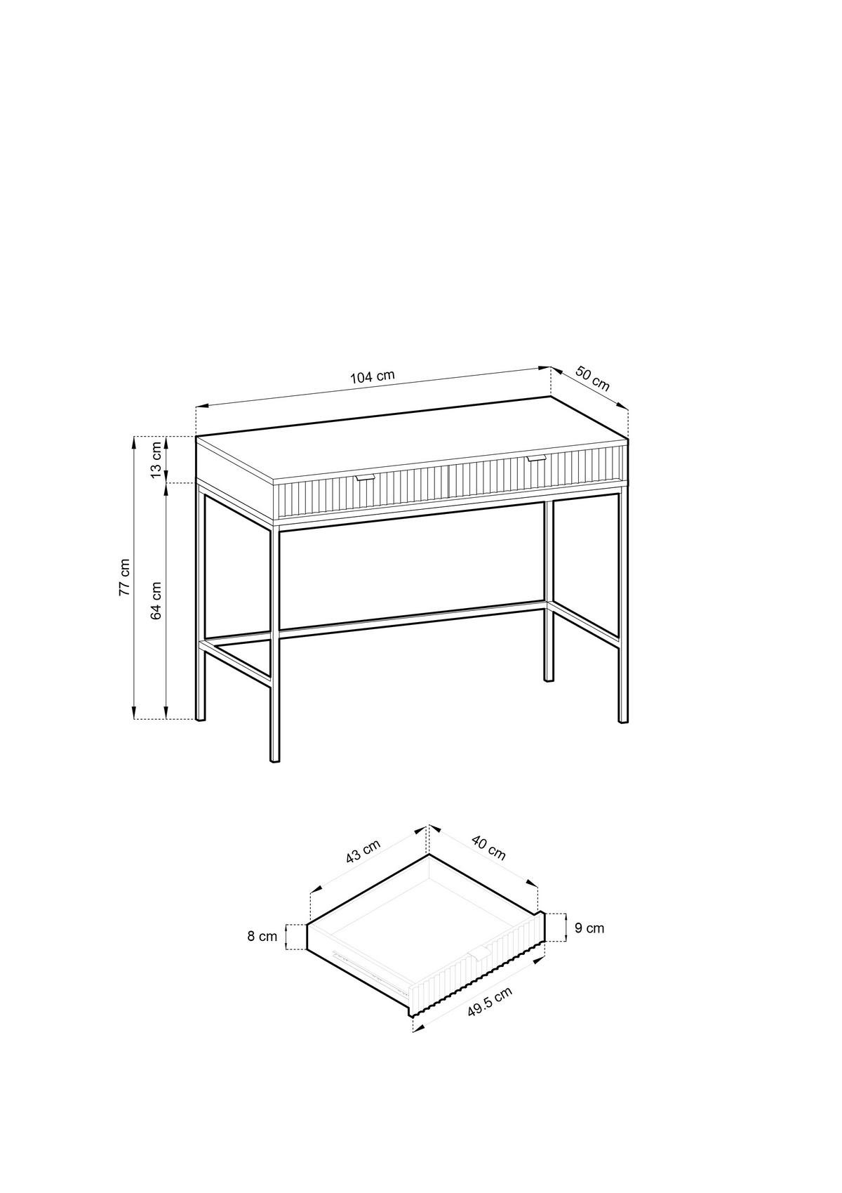 SCHMINKTISCH ZOVA Pastellgrün 104x77x50 cm Little table, Freistehend - Jadegrün/Pastellgrün, Holzwerkstoff/Metall (50/104/77cm) - DomoHome