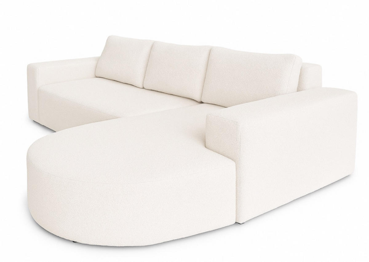 ECKSOFA Ecru Vello Mit Schlaffunktion Rechts Stoff Boucle - Ecru, Textil (165/270cm) - Sepro Meble