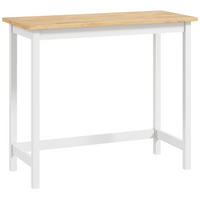 BARTISCH Stehtisch mit Holzoptik, Küchentisch aus Massivholz für Wohnzimmer - Eichefarben/Weiß, Holz (108/48/91cm) - HOMCOM
