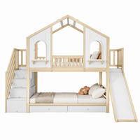 ETAGENBETT mit Rutsche 90x200 cm Holz Weiß 5-tlg. - Wengefarben, Holz (90/200cm) - Meubliv