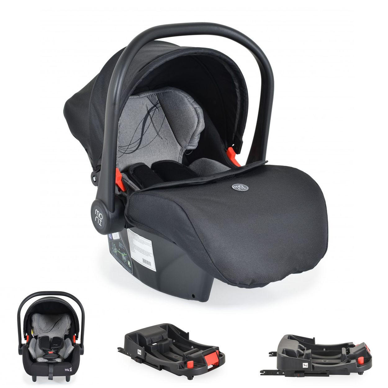 BABYSCHALE Set grau mit Isofixbasis Royal, i-Size (40 - 87cm) Gruppe 0+ - Grau, Kunststoff (33/73/42cm) - Moni