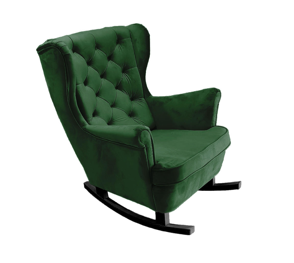 SCHAUKELSESSEL mit gepolstertem Sitz und Armlehnen, 102x81x95 cm, Grün_29848 - Schwarz/Grün, Holz/Textil (81/102/95cm) - DomoHome