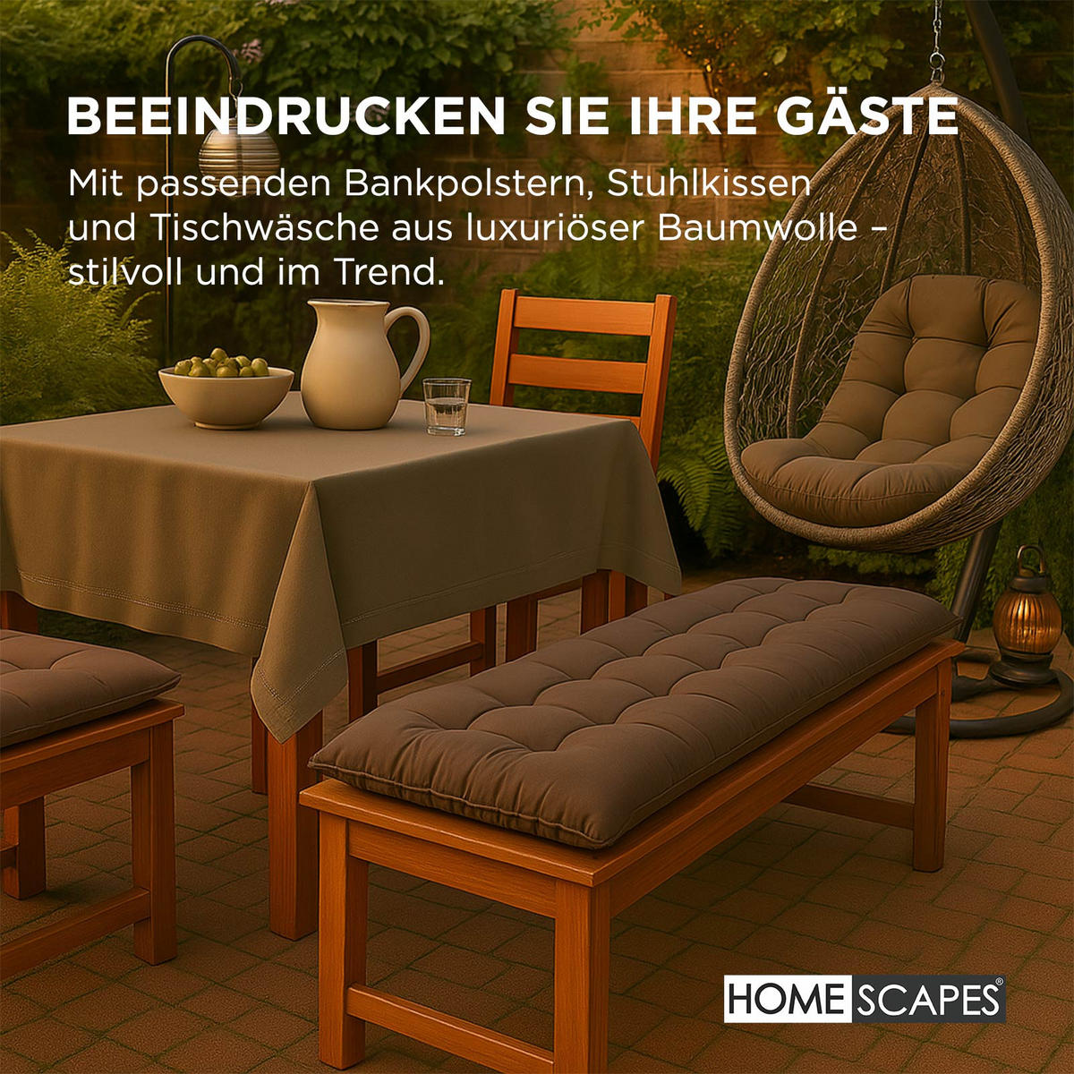 HÄNGESESSEL-KISSEN braun – halbrund, 80/120 cm - Braun, Textil (80/12/120cm) - Homescapes