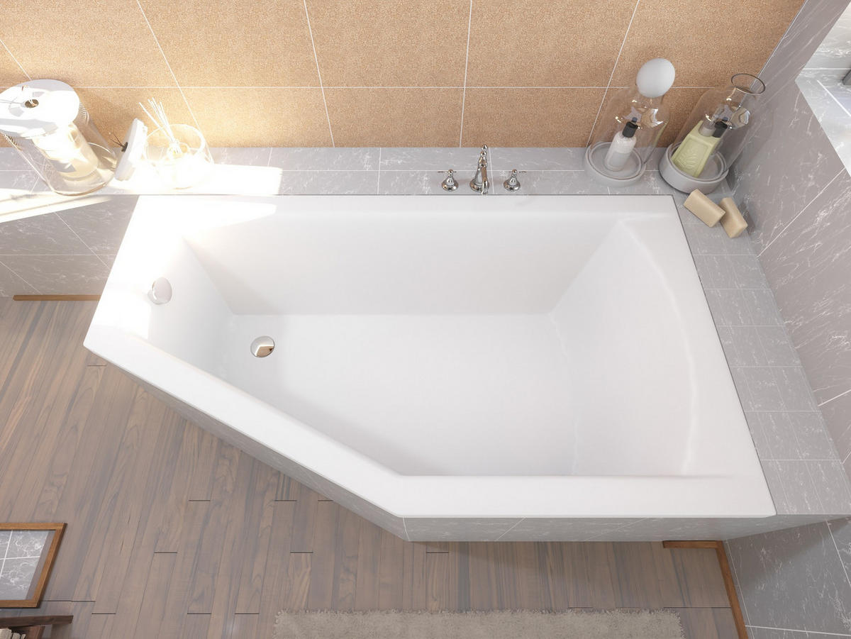 BADEWANNE Eckwanne SELENA 150/90 Rechts Ablauf & Füße - Weiß, Kunststoff (90/59/150cm) - bad land