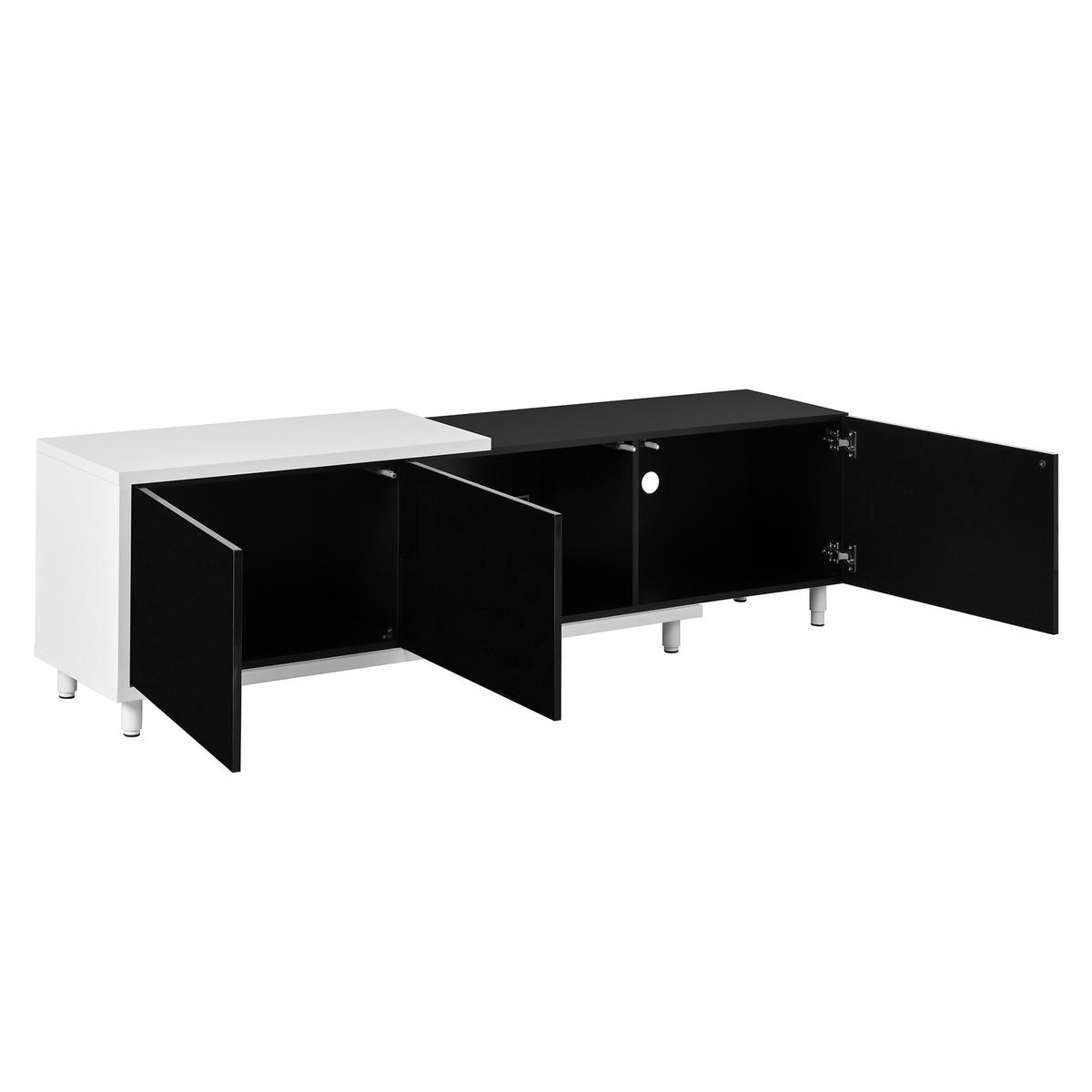 LOWBOARD DE-40153 ausziehbar mit Hochglanz-Türen Schwarz - Schwarz, Holzwerkstoff (258/48.5/38cm) - ComfortXL