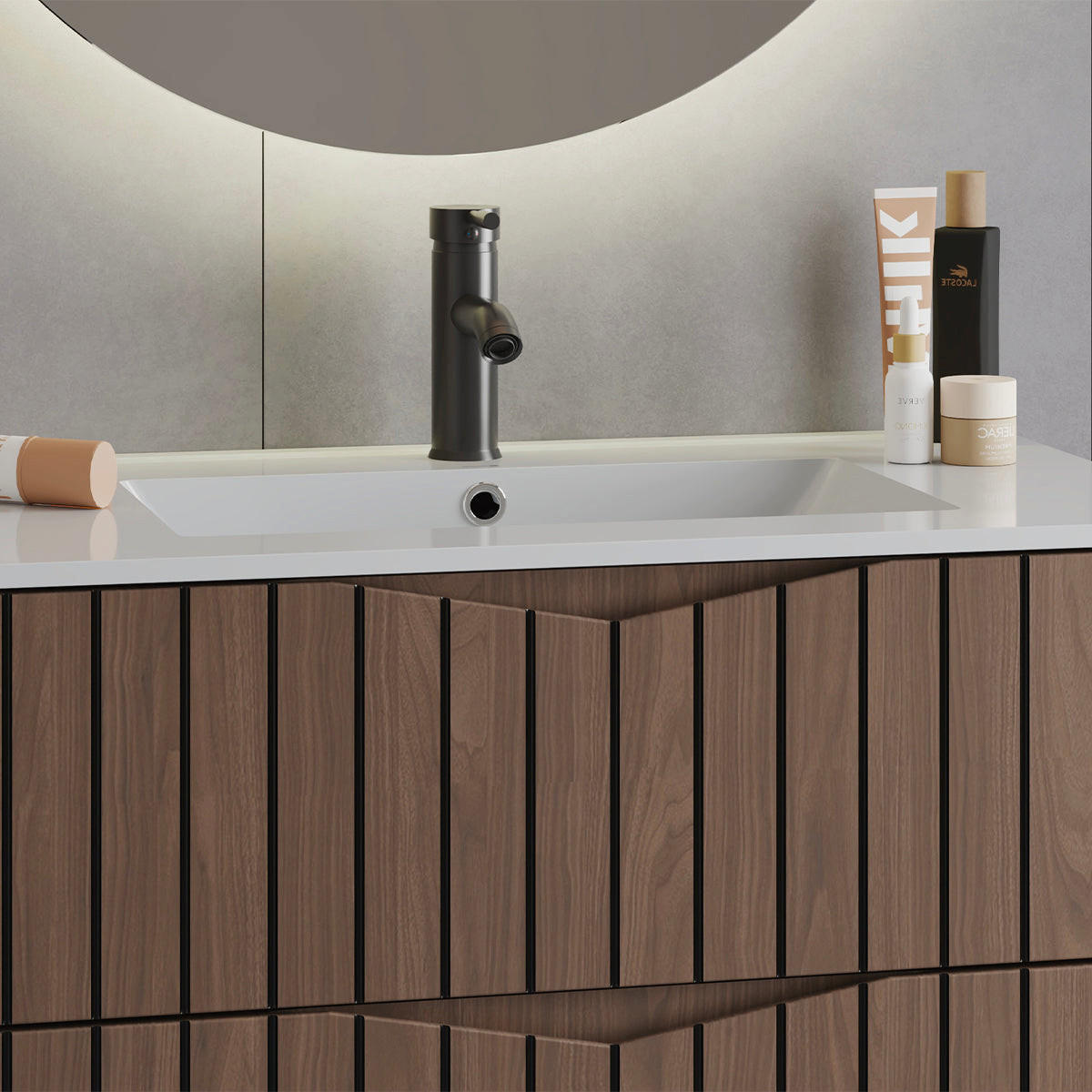 WASCHTISCH 80cm Siena Holz und Schwarz - Braun, Holzwerkstoff (80/50/45.8cm) - Petits-meubles