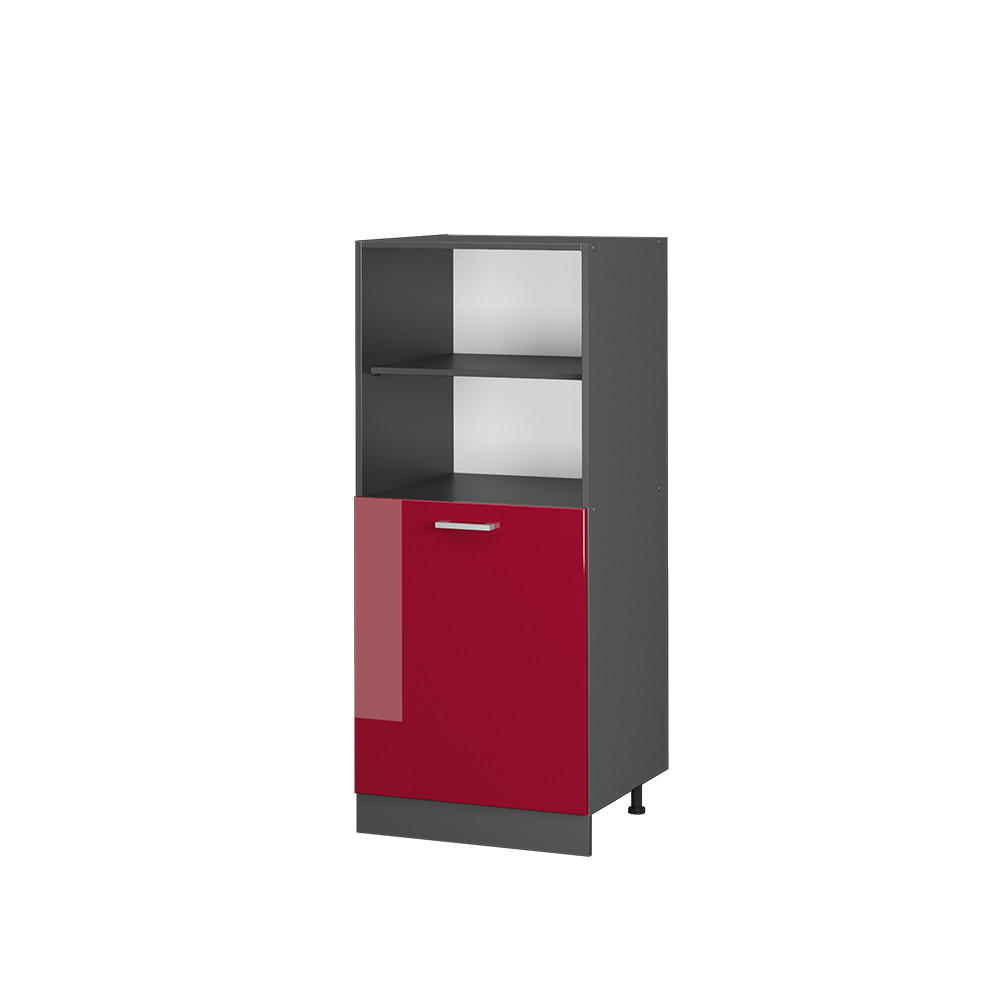 HERDUMBAUSCHRANK R-Line Rot Hochglanz 60 cm - Bordeaux/Anthrazit, Holzwerkstoff (60/143/57cm) - Vicco