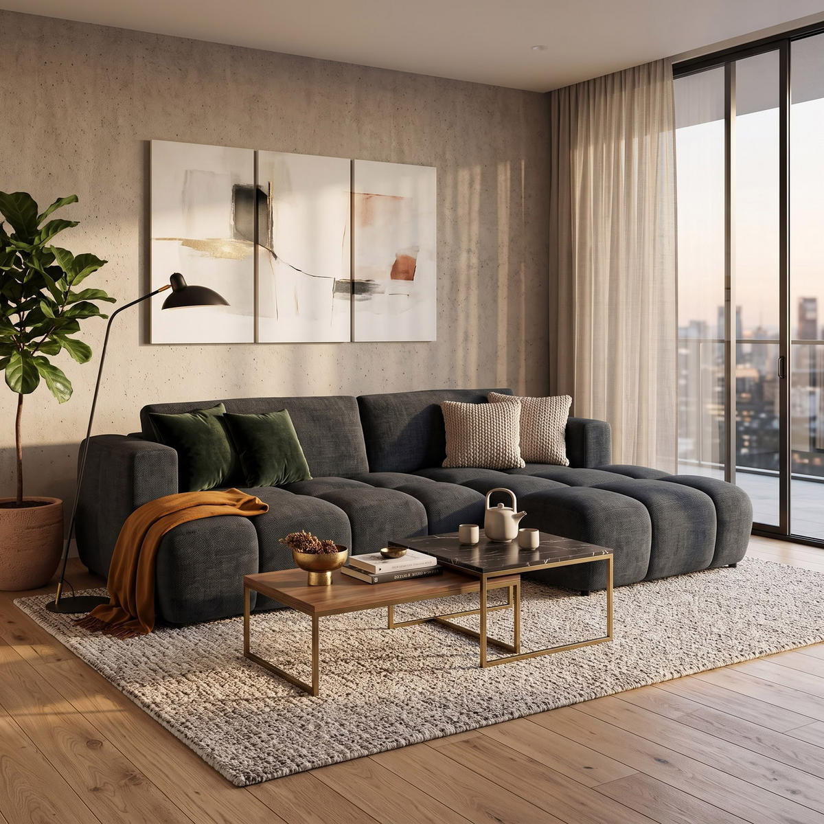 ECKSOFA BARI Rechts Dunkelgrau Chenille-Stoff L-Form Couch mit Schlaffunktion & Bettkasten - Dunkelgrau/Schwarz, Holz (280/170cm) - Barchello