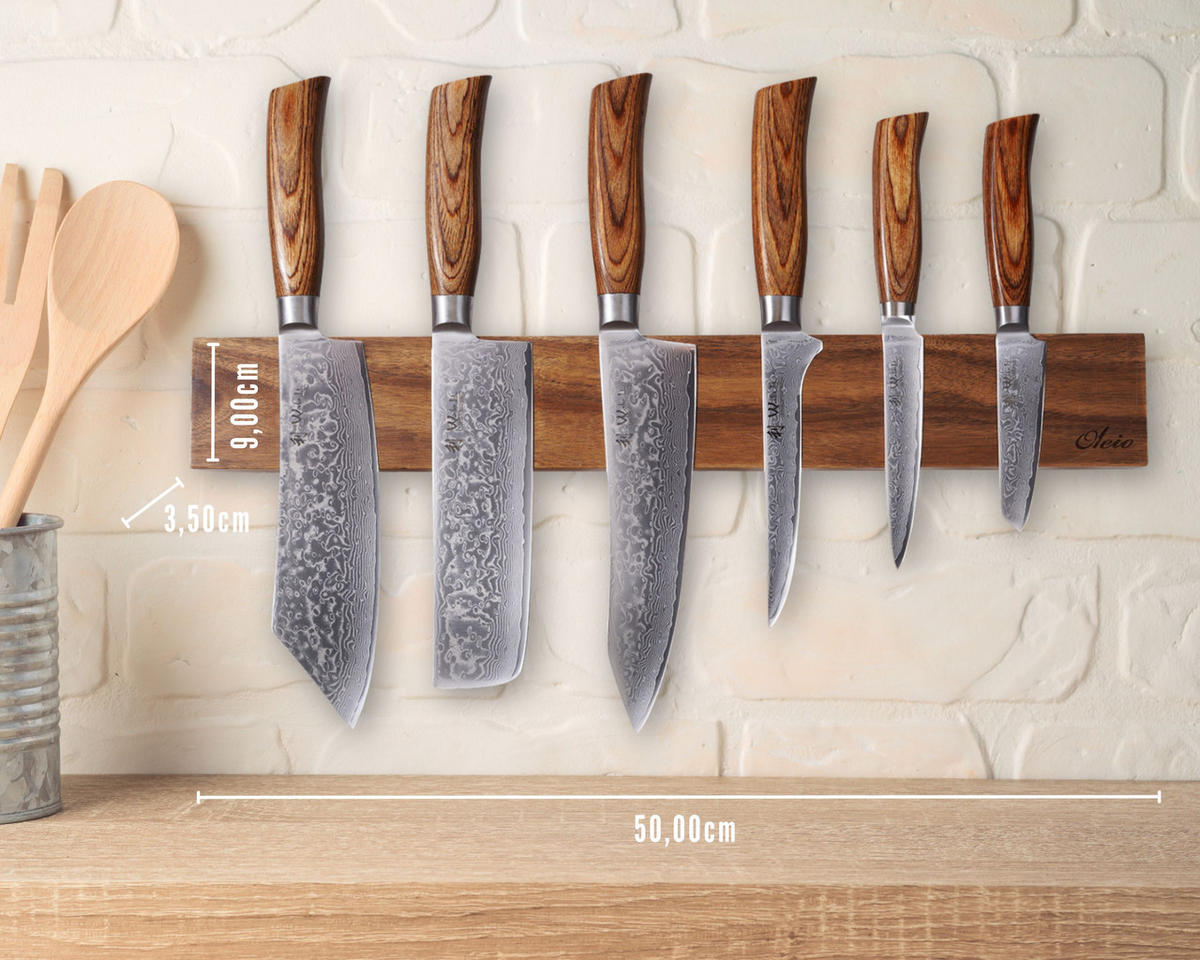 MAGNETLEISTE 50 cm - Akaziefarben, Holz (50/3.5/7cm) - Oleio