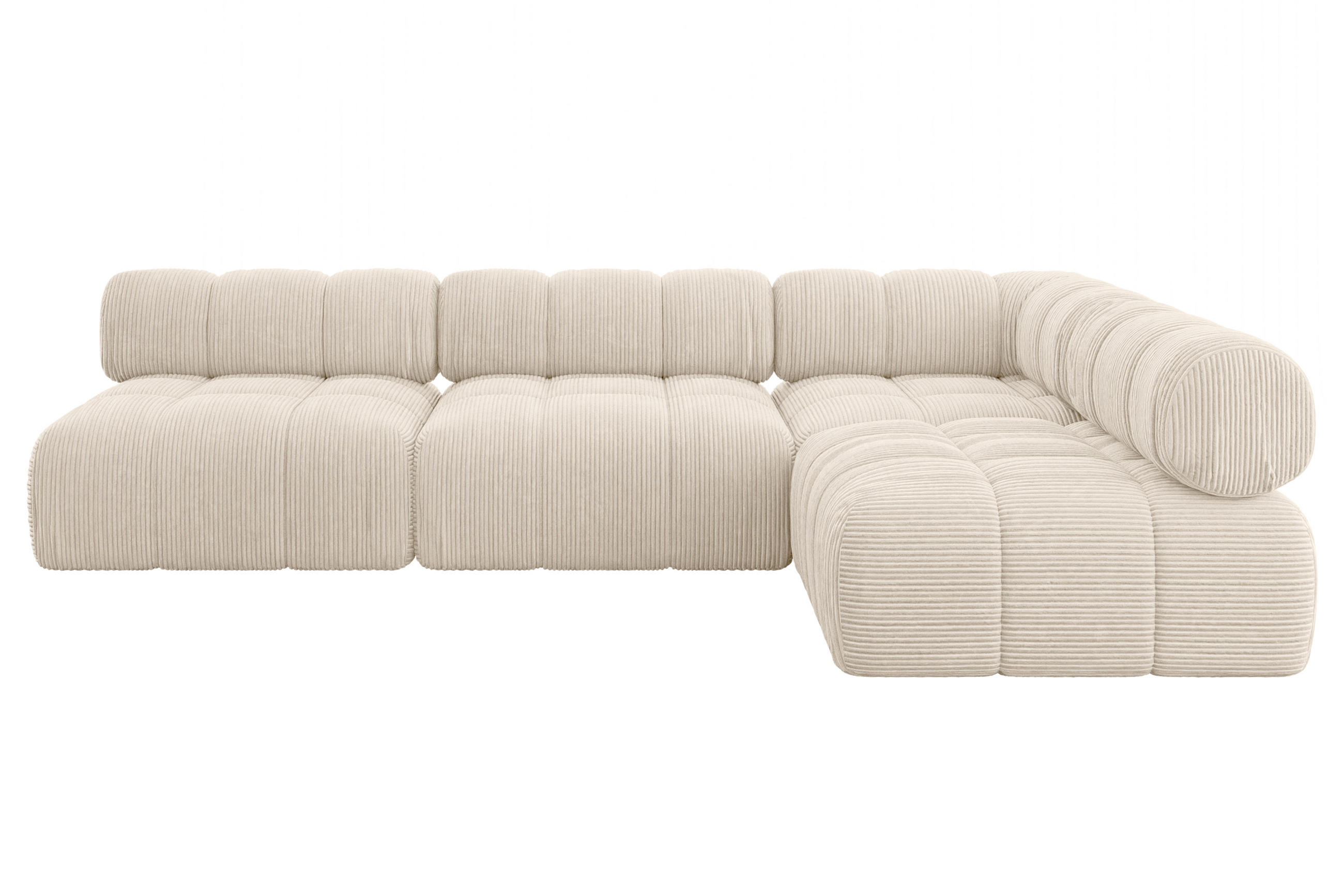 ECKSOFA modulares Sofa Samaro-L2 - 285x190x70 cm Beige Cord - Beige, Holzwerkstoff/Textil (285/190cm) - ALTDECOR