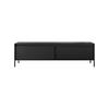 TV LOWBOARD SENSO, Geriffelte MDF-Fronten, Push-to-Open, Metallbeine, 40x188x54 cm, Schwarz - Schwarz, Holz/Holzwerkstoff (188/54/40cm) - DomoHome