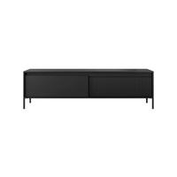 TV LOWBOARD SENSO, Geriffelte MDF-Fronten, Push-to-Open, Metallbeine, 40x188x54 cm, Schwarz - Schwarz, Holz/Holzwerkstoff (188/54/40cm) - DomoHome