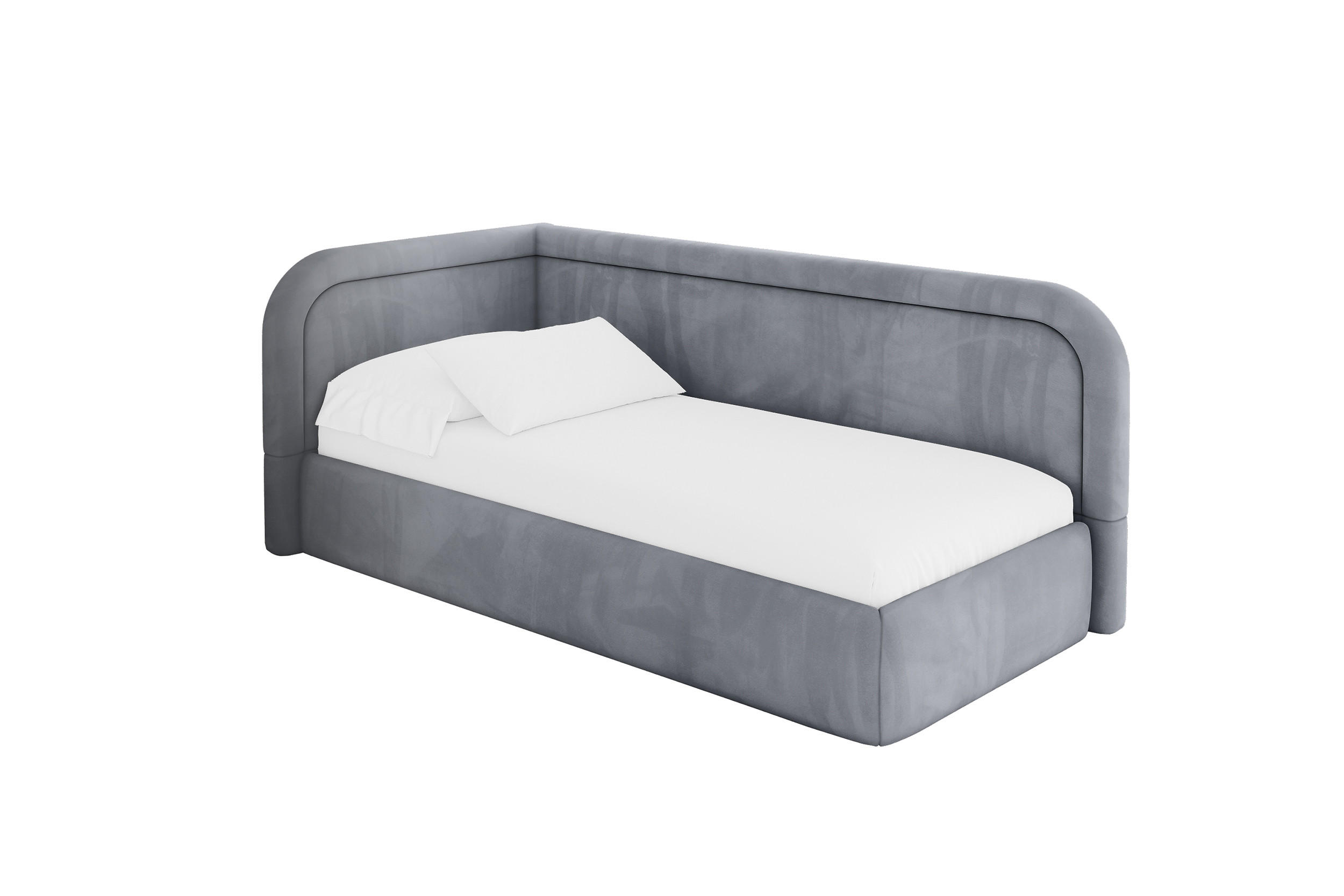 EINZELLBETT Jugendbett mit Bettkasten und Matratze H3/H4, Rechts - JOVY 90x200 Grau - Blaugrau, Holzwerkstoff/Textil (90/200cm) - ALTDECOR