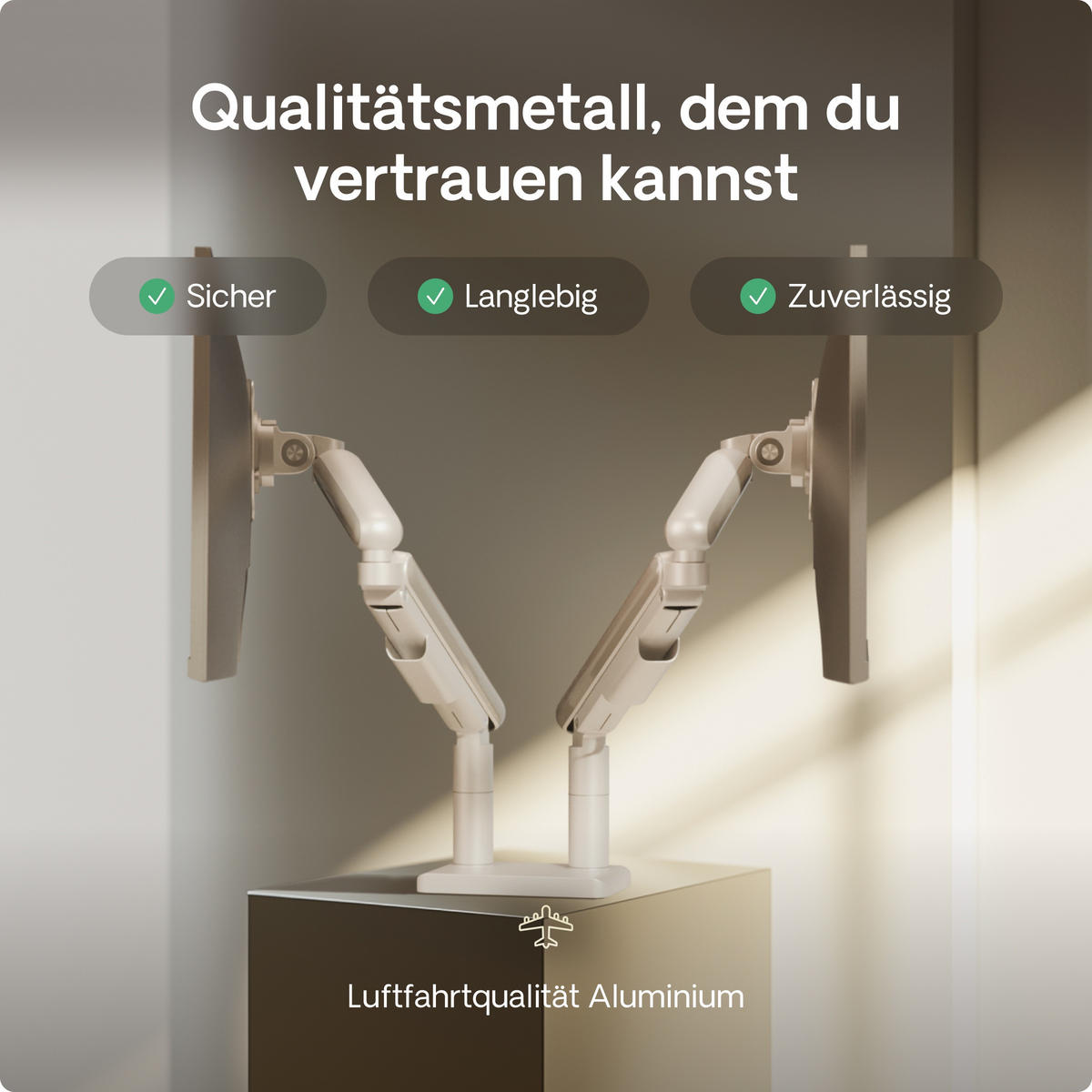MONITORHALTERUNG, Weiß, Tischhalterung für 2 Monitore 17"-32", VESA 75x75mm, VESA 100x100mm - Schwarz, Kunststoff/Metall (95/12.4/62.3cm) - Desktronic