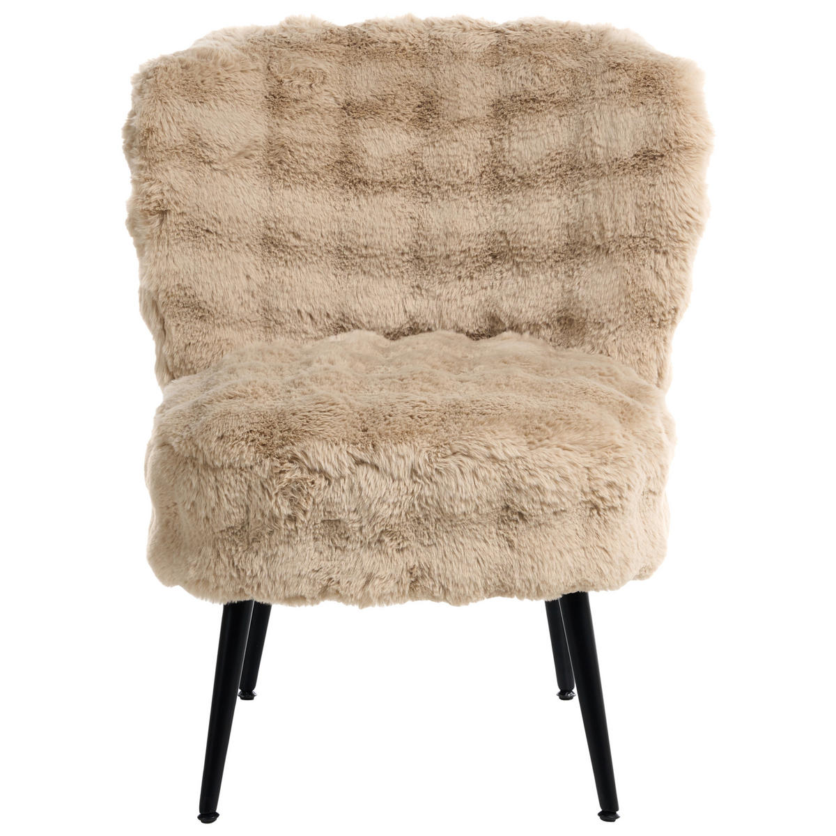 SESSEL Webpelz Beige Voss - Beige/Schwarz, Textil (60/76/52cm) - Beliani