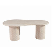 COUCHTISCH Lucano mit massiver Travertin Tischplatte und Tischbeinen in Säulenstil 140cm - Beige, Stein (80/140/45cm) - alesvelt